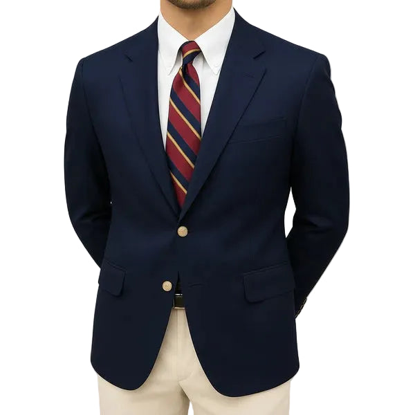 Formal Blazer Classic Notch Lapel Jacket with Gold Button Detailing