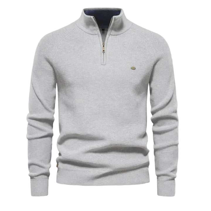 Half-Zip Ribbed Knit Sweater