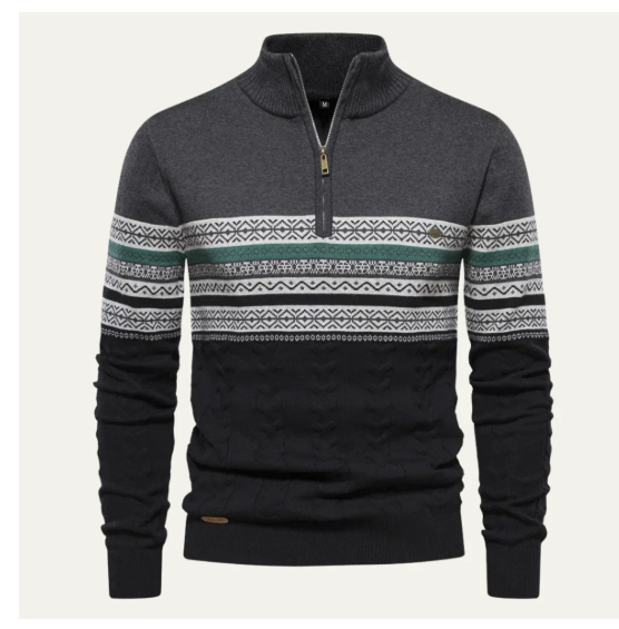 The Chatsworth Quarter Zip Cotton Sweater – Fair Isle Knit