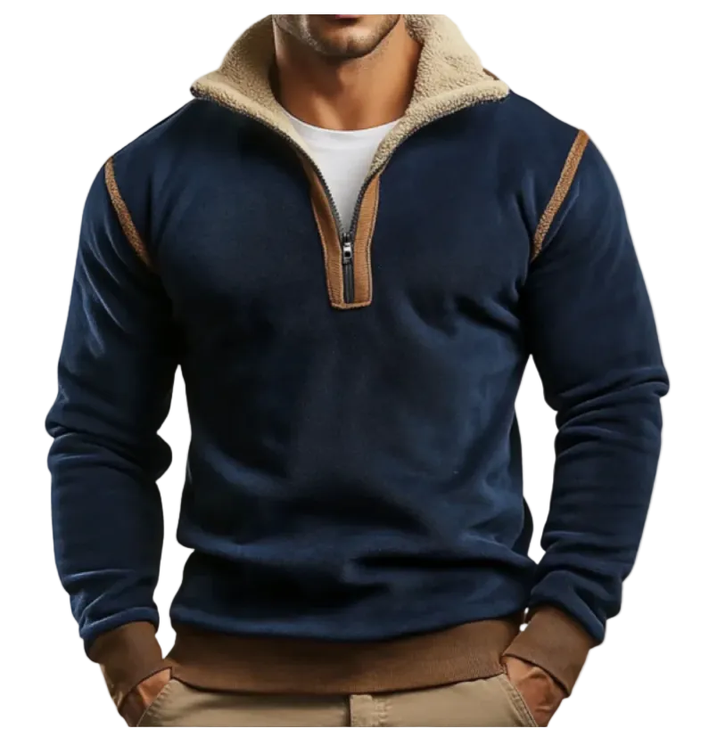 The Pinehaven Vintage Sherpa Lined Quarter Zip Sweater