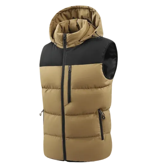 The Cedarfall Warm Hooded Winter Puffer Vest with Zip Pockets