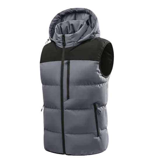 The Cedarfall Warm Hooded Winter Puffer Vest with Zip Pockets