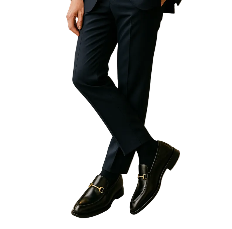 The Caernarfon Black Leather Horsebit Foral Loafers