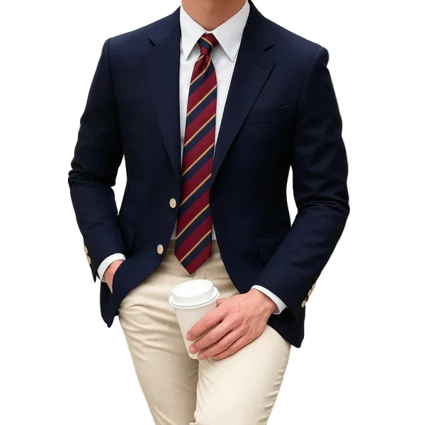 Formal Blazer Classic Notch Lapel Jacket with Gold Button Detailing
