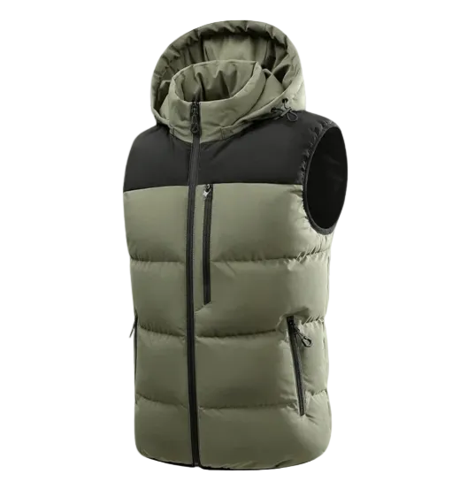 The Cedarfall Warm Hooded Winter Puffer Vest with Zip Pockets