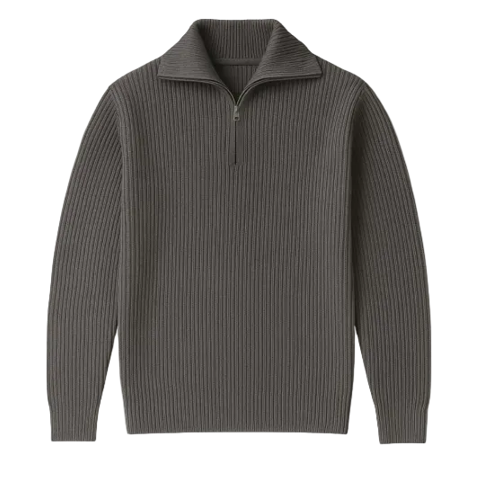The Merino Knitted Quarter Zip Sweater