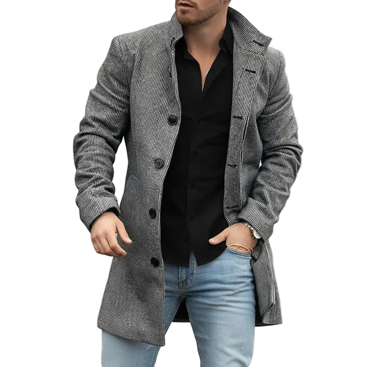 Stylish Notched Lapel Overcoat